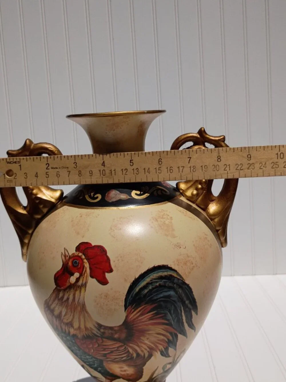 Vtg La Dolce Vita Ja Designs Antique Rooster Collection Ceramic Vase Urn 15.5